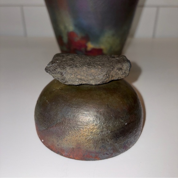 Handcrafted Multicolor Ceramic Vase Raku - Picture 6 of 16